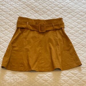 Zara Mustard Belted A-Line Women's Skirt